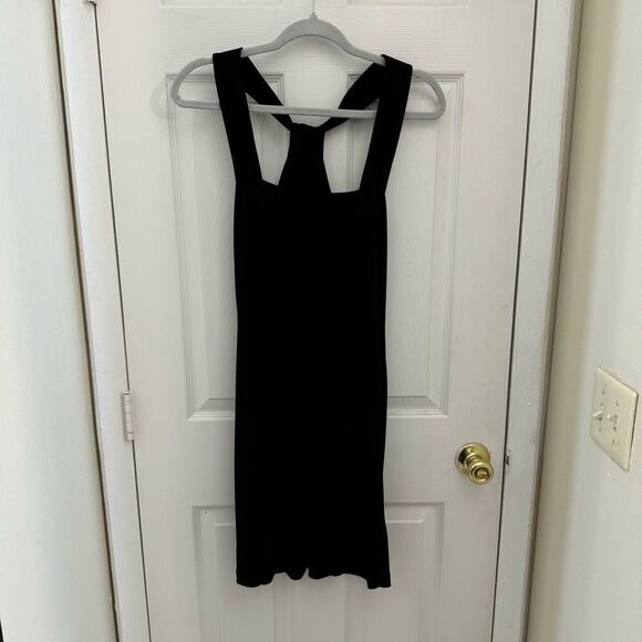 Clara SunWoo Boxy Lagenlook Tunic Dress Size Medium Black Grecian Halter Black - Picture 1 of 5